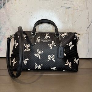 Coach Georgia Satchel Bow Print CAA76 Black Multi Crossbody Bag